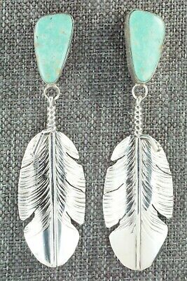 Turquoise & Sterling Silver Feather Earrings - Ben Begay - High Lonesome Trading