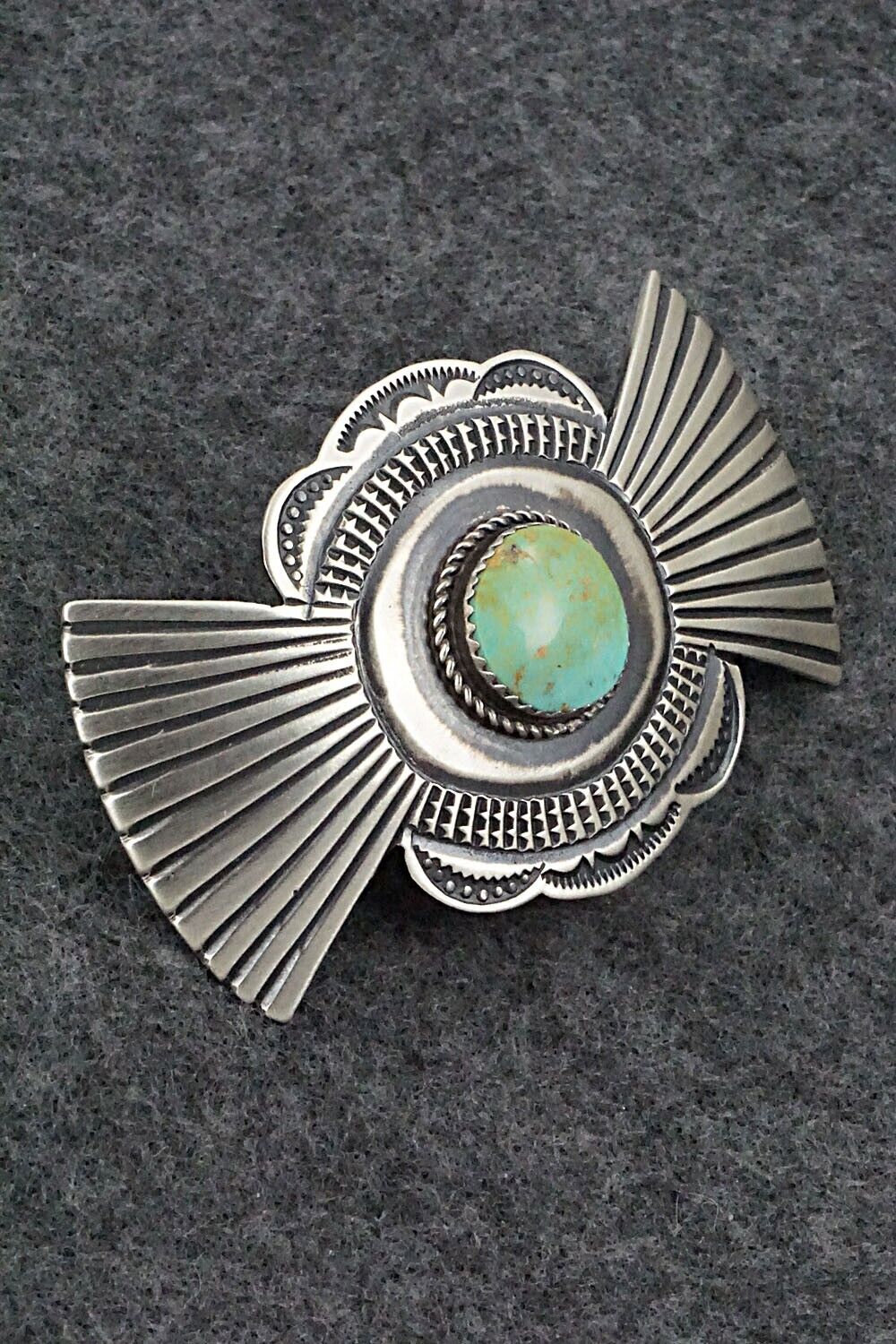 Turquoise & Sterling Silver Hair Barrette - Martha Cayatineto