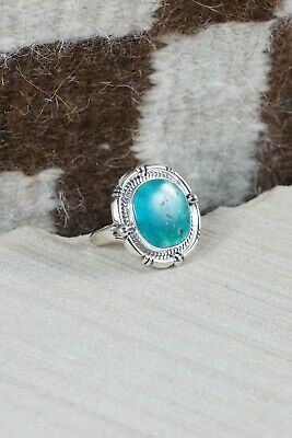 Navajo Turquoise and Sterling Silver Ring - Samuel Yellowhair - Size 10