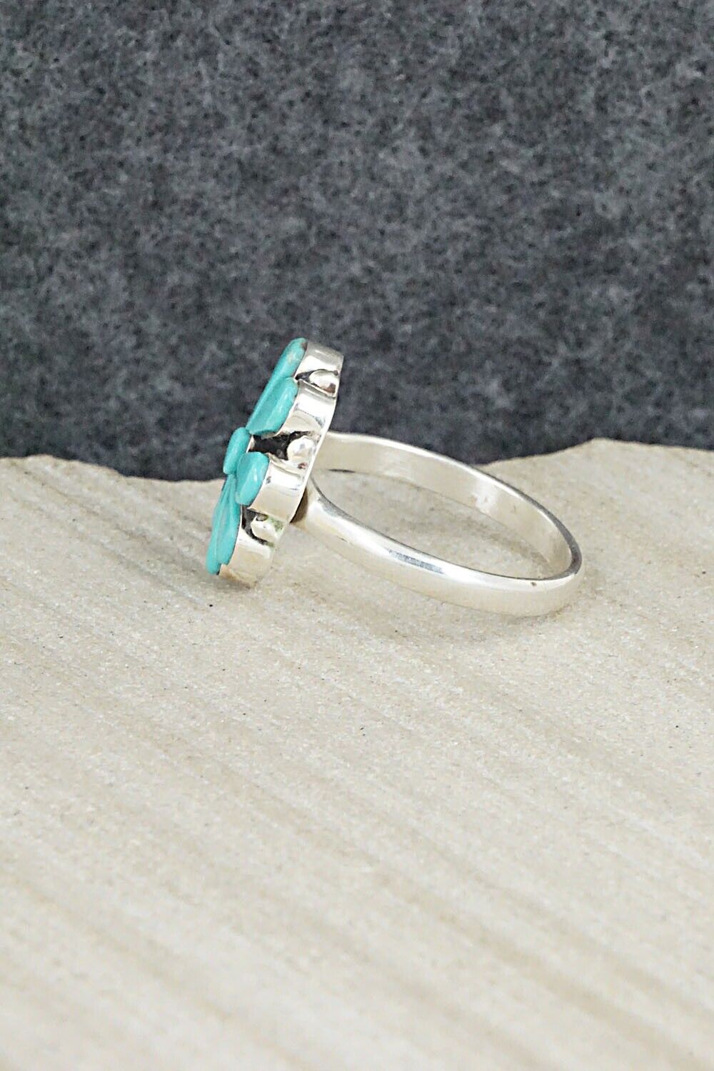 Turquoise & Sterling Silver Ring - Arlo Kanteena - Size 7.75
