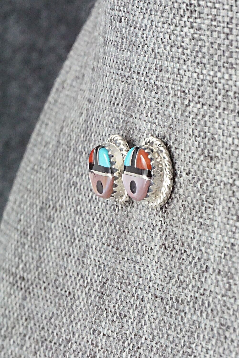Multi Stone Inlay & Sterling Silver Earrings - Elvira Kiyite