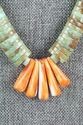 Turquoise & Spiny Oyster Necklace - Lupe Lovato