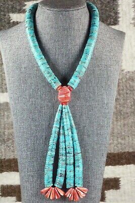 Turquoise & Spiny Oyster Necklace - Lupe Lovato