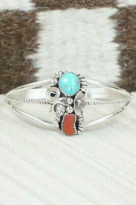 Turquoise, Coral & Sterling Silver Bracelet - Michael Calladitto