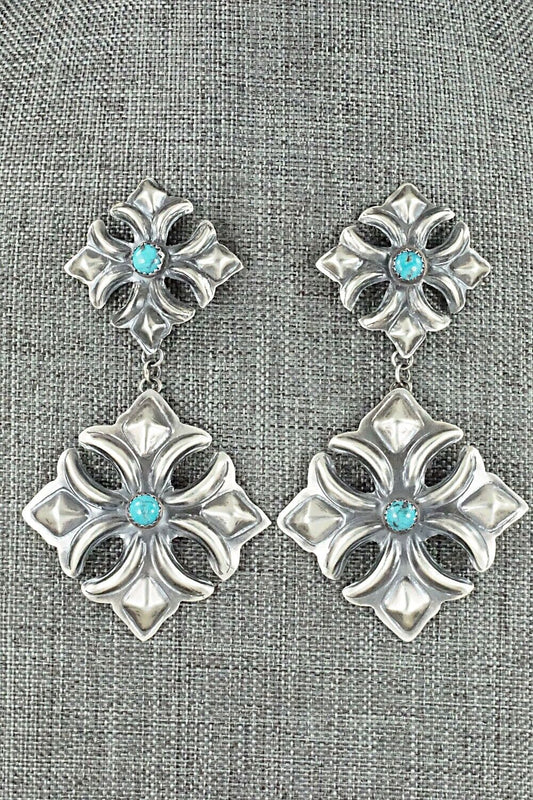 Turquoise and Sterling Silver Earrings - Tim Yazzie