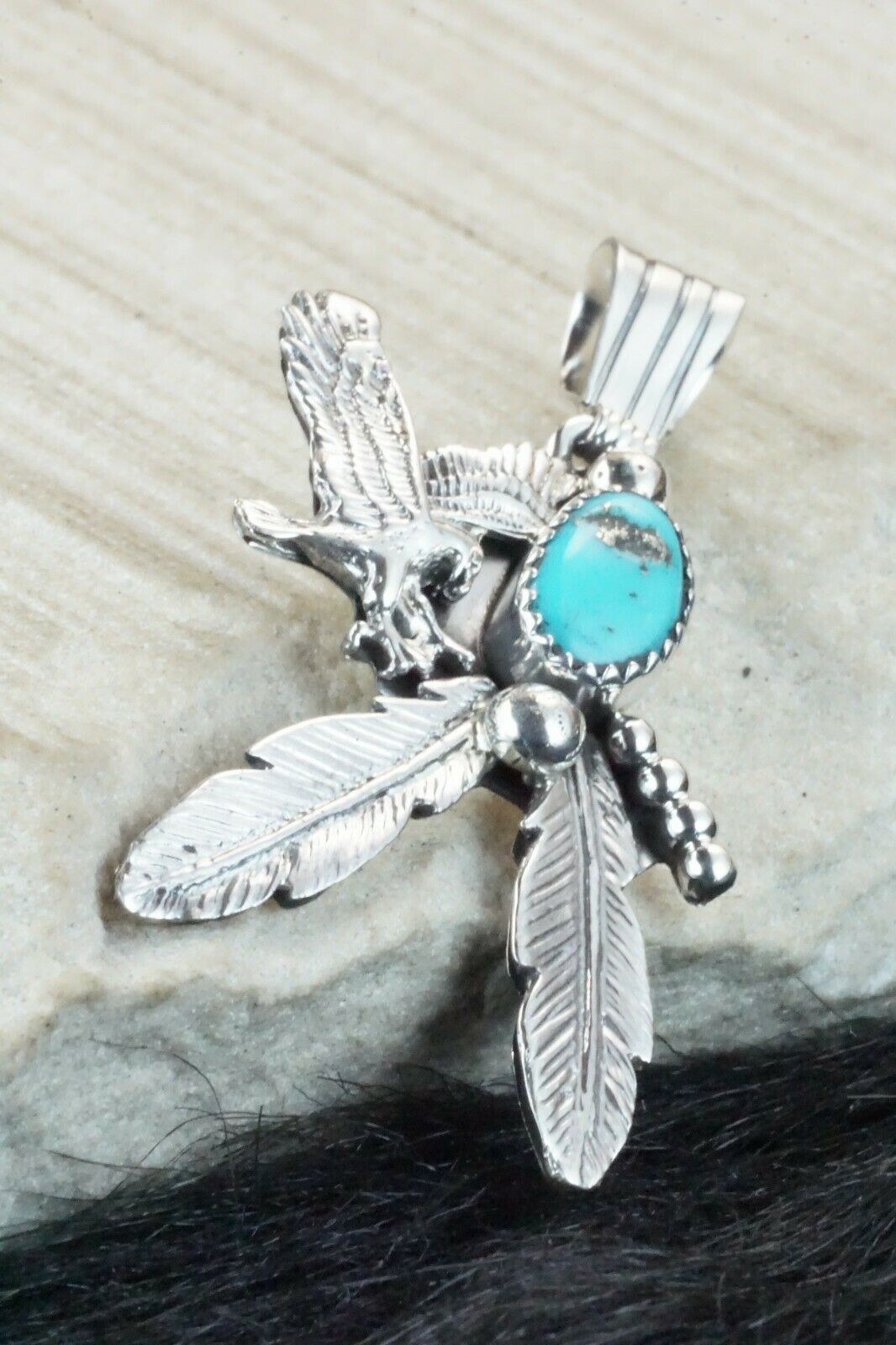 Turquoise and Sterling Silver Pendant - Genevieve Francisco