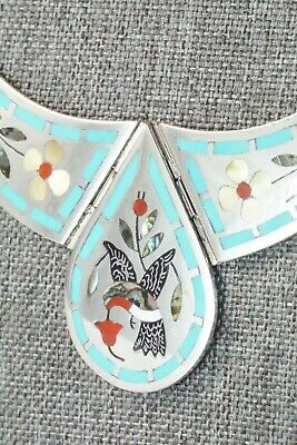 Inlay Turquoise, Abalone & Sterling Silver Necklace - Derrick Edaakie
