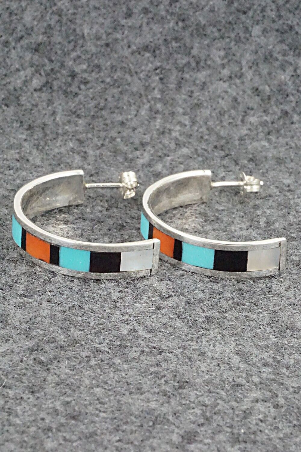 Multi Stone Inlay & Sterling Silver Earrings - Robin Chavez