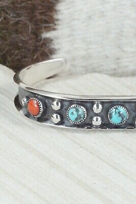 Turquoise, Coral & Sterling Silver Bracelet - Paul Largo