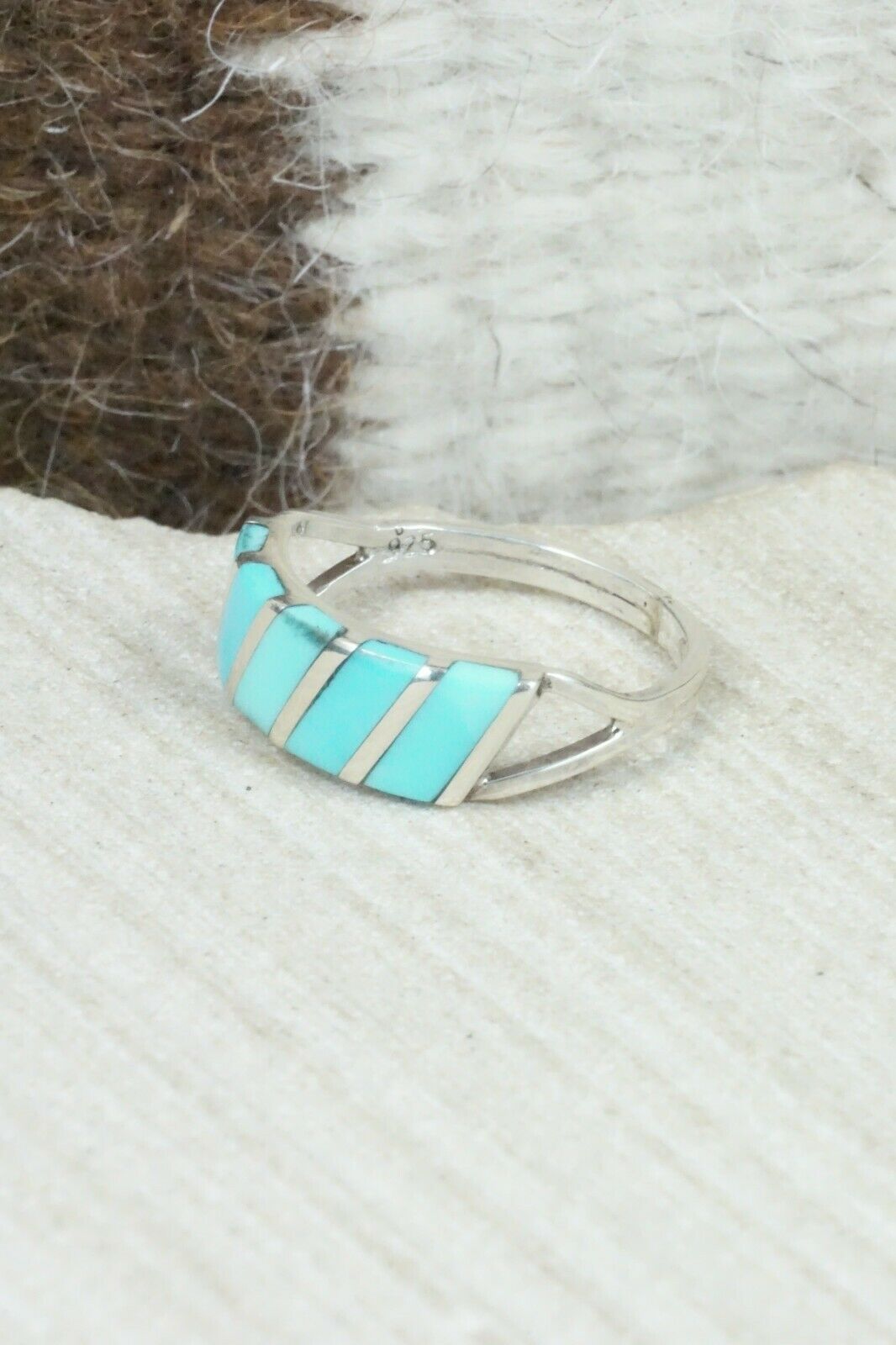 Turquoise & Sterling Silver Ring - Fabian Sheyka - Size 6.75