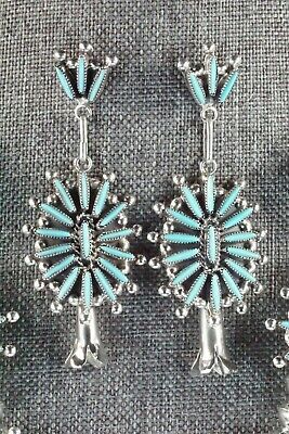 Turquoise & Sterling Silver Squash Blossom Set - Lance and Cordelia Waatsa - High Lonesome Trading