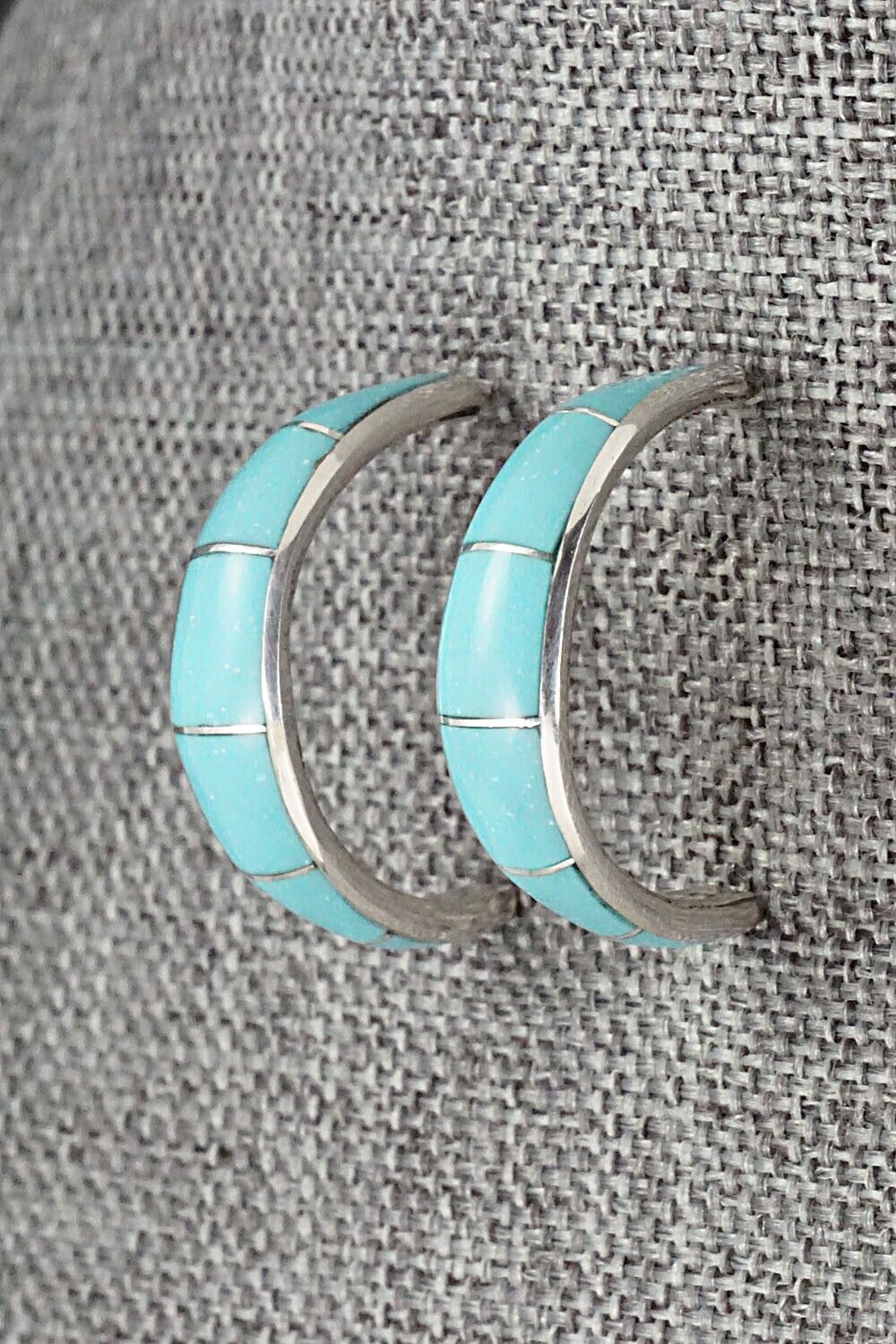 Turquoise & Sterling Silver Earrings - Philbert Chavez