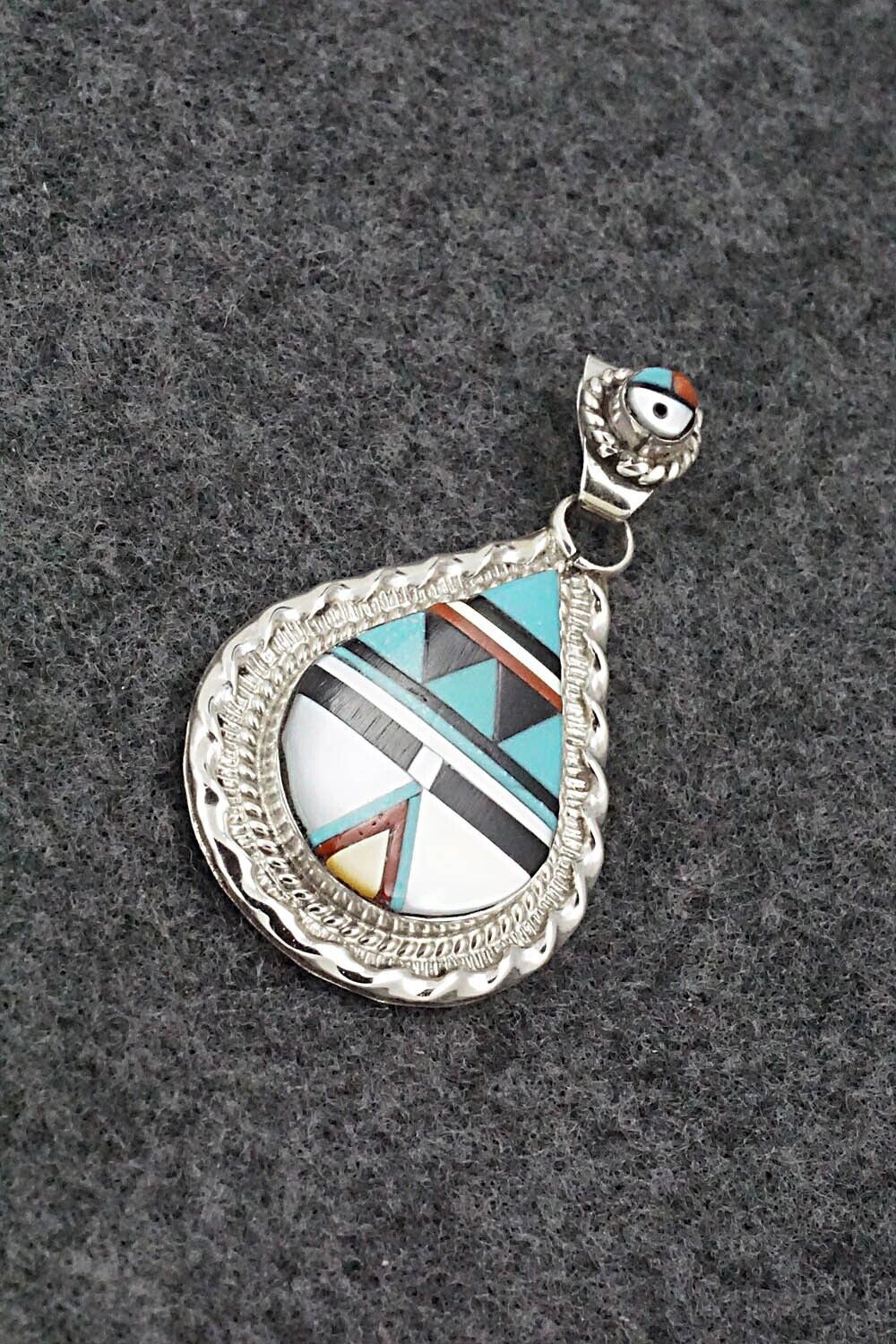 Multi Stone & Sterling Silver Pendant - Lynette Yuselew