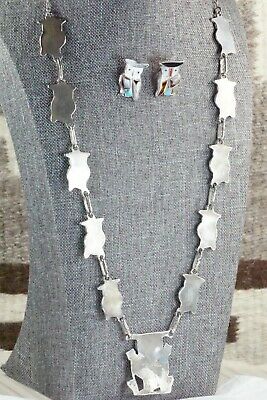 Inlay Owl Necklace and Sterling Silver Earrings Set - Pitkin Natewa