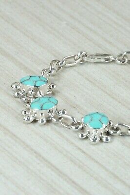 Turquoise & Sterling Silver Link Bracelet - Amielda Peynetsa