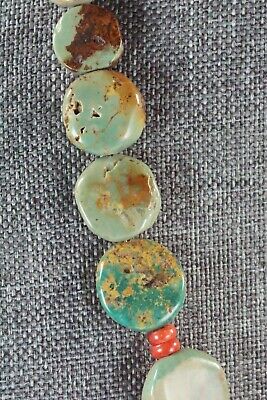 Turquoise, Coral & Sterling Silver Necklace - Navajo