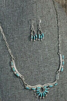 Zuni Turquoise & Sterling Silver Necklace & Earrings - Veronica Yawakia - High Lonesome Trading