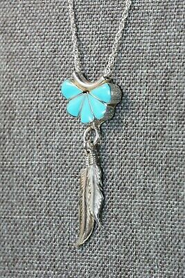 Zuni Turquoise Pendant & Sterling Silver Necklace - Floria Shetima