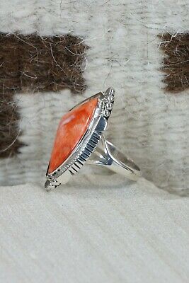 Navajo Spiny Oyster & Sterling Silver Ring - Daniel Benally - Size 8.5