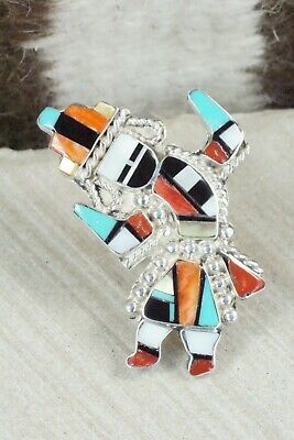 Turquoise, Spiny Oyster & Sterling Silver Ring - Marisa Selecion - Size 7.5