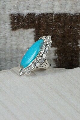 Navajo Turquoise & Sterling Silver Ring - Loretta Delgarito - Size 6.75