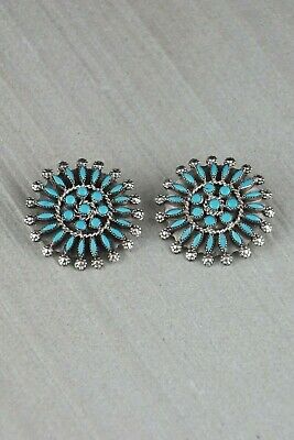 Zuni Turquoise & Sterling Silver Earrings - Merlinda Chavez - High Lonesome Trading