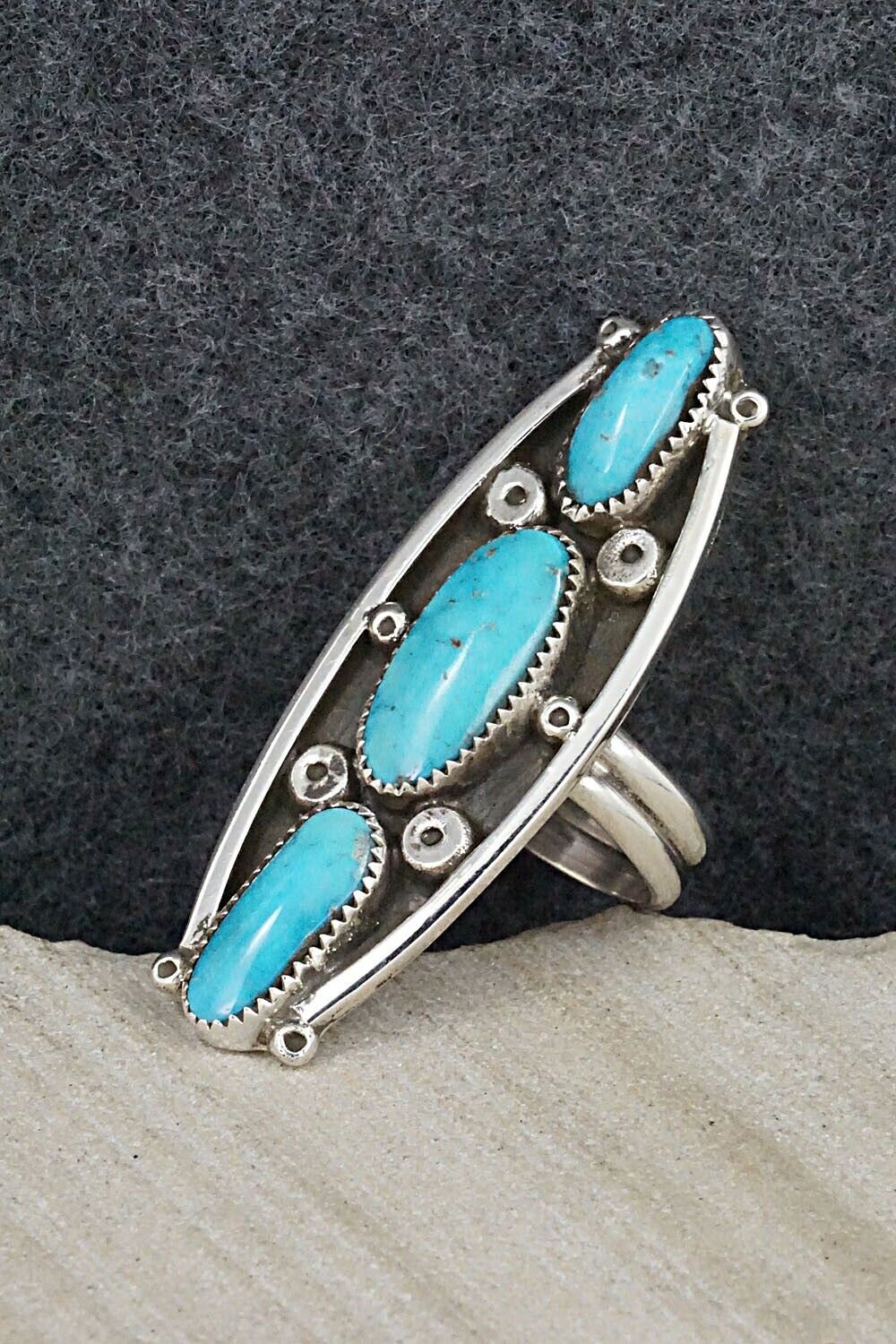 Turquoise & Sterling Silver Ring - Priscilla Reeder - Size 8.5