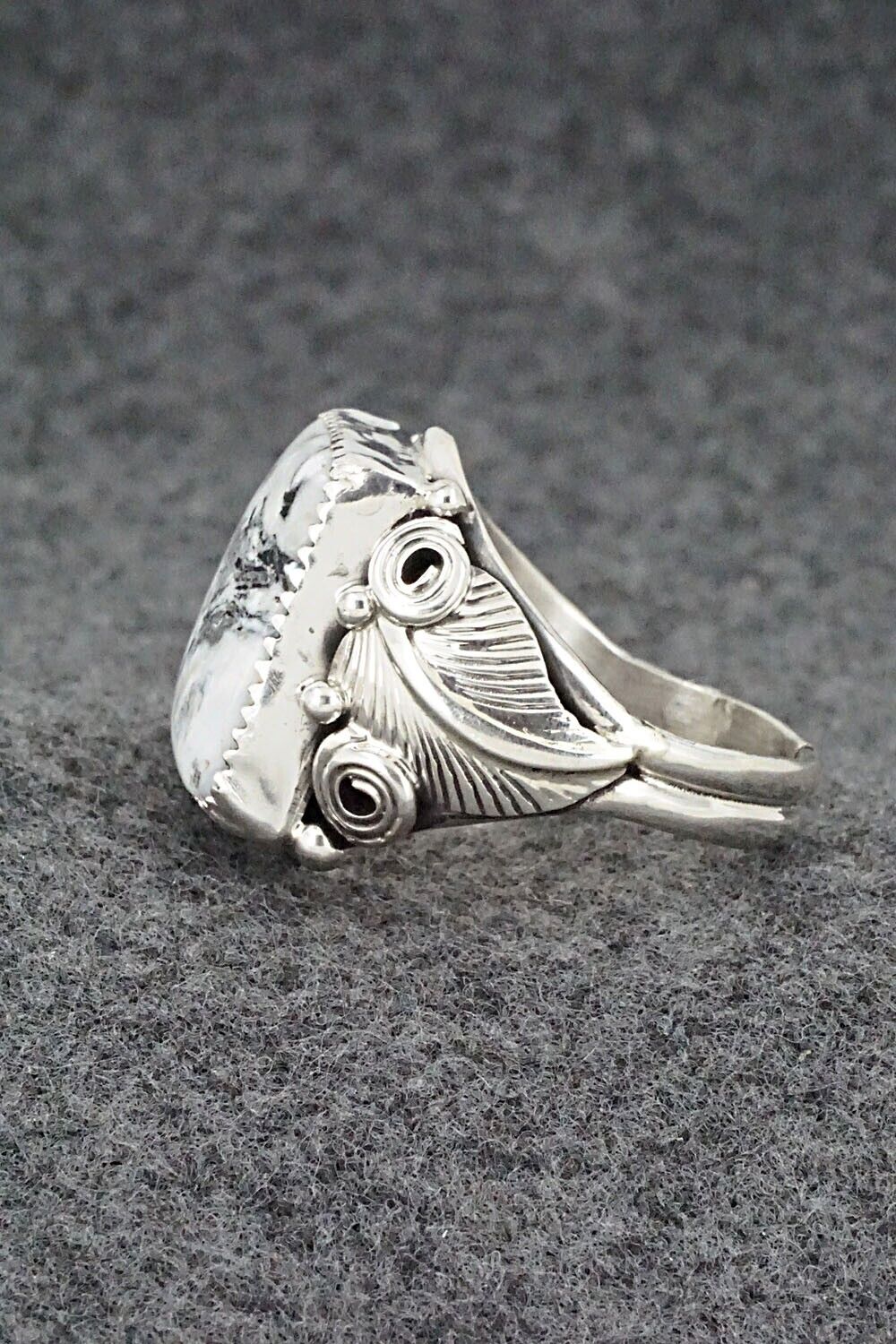 White Buffalo & Sterling Silver Ring - Darrell Morgan - Size 13