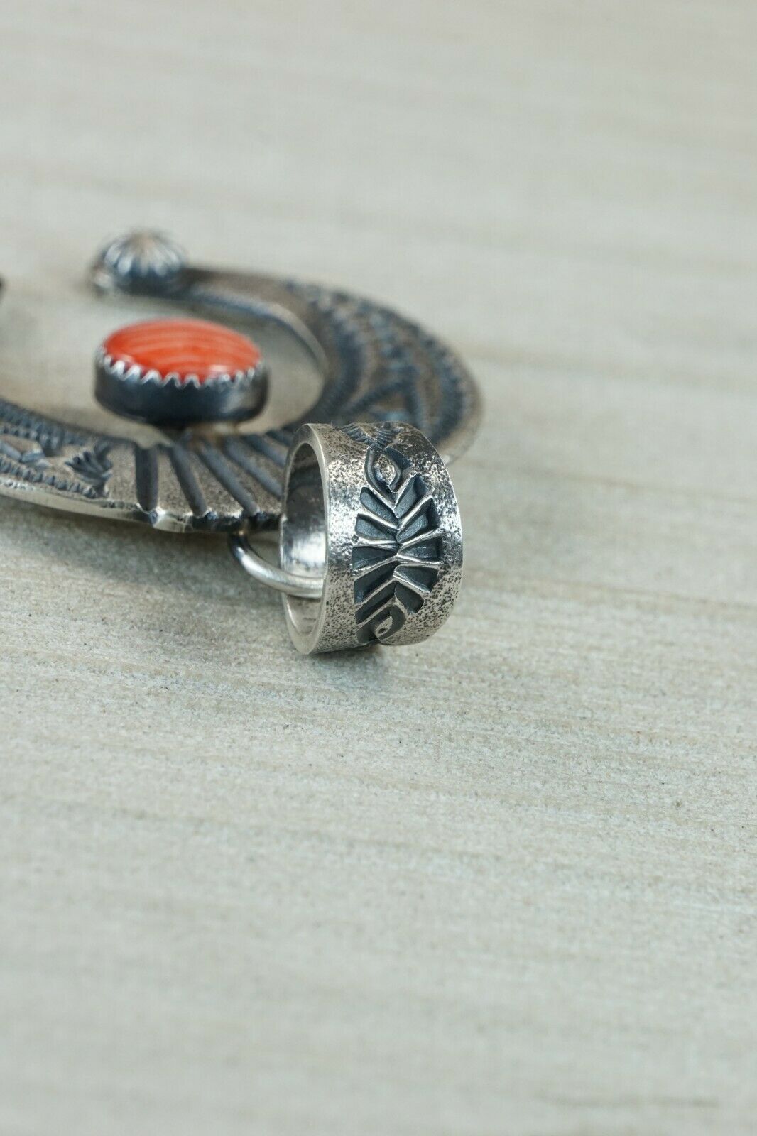 Navajo Spiny Oyster and Sterling Silver Pendant - Kevin Billah
