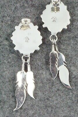 Coral and Sterling Silver Earrings - Navajo