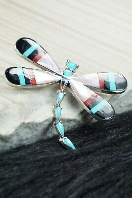 Multi Stone and Sterling Silver Inlay Pendant & Pin - Angus Ahiyite