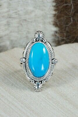 Navajo Turquoise & Sterling Silver Ring - Daniel Benally - Size 8.25