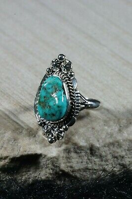 Navajo Turquoise and Sterling Silver Ring - Grace Kenneth - Size 7 - High Lonesome Trading
