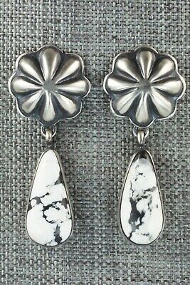 White Buffalo & Sterling Silver Earrings - Lyle Piaso