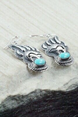 Turquoise & Sterling Silver Bear Earrings - Ross Antonio