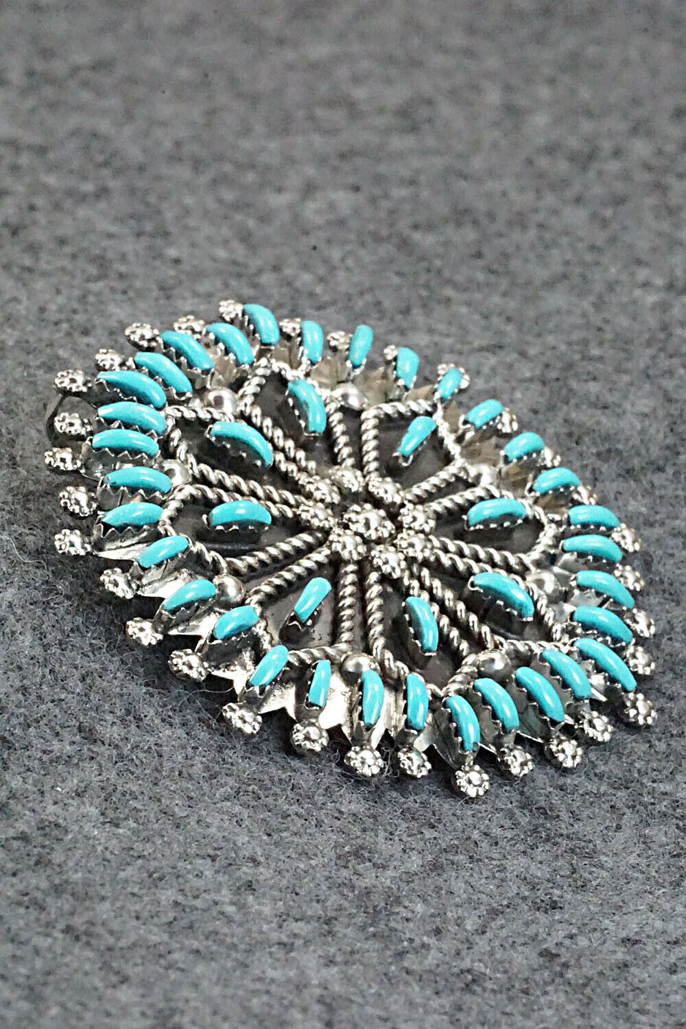 Turquoise & Sterling Silver Pendant/Pin - Keith Leekity