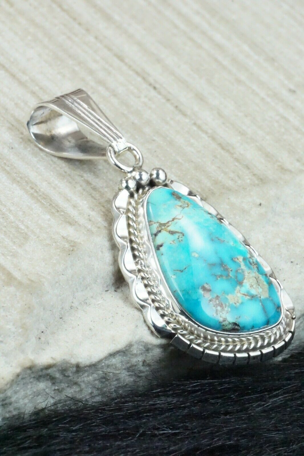 Turquoise & Sterling Silver Pendant - Samuel Yellowhair