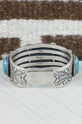 Navajo 5 Stone Turquoise and Sterling Silver Bracelet - Calvin Martinez - High Lonesome Trading
