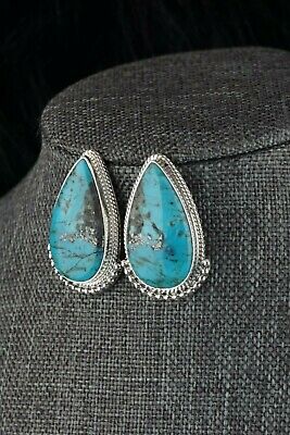 Navajo Sterling Silver & Turquoise Earrings - Mark Barney - High Lonesome Trading