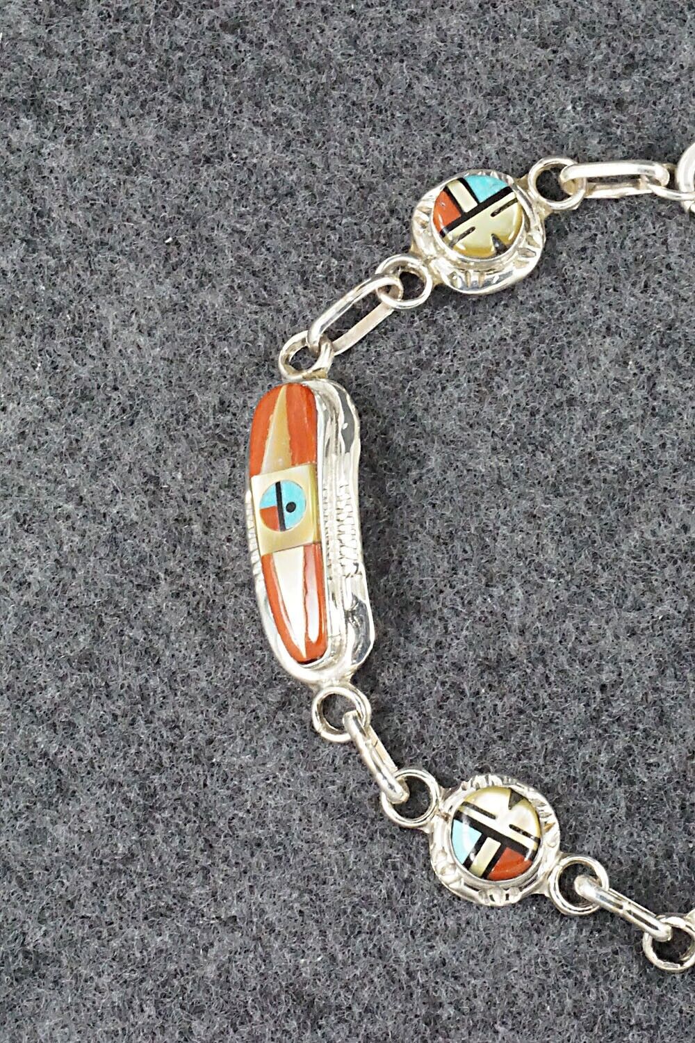 Multi Stone & Sterling Silver Link Bracelet - Patty Edaakie