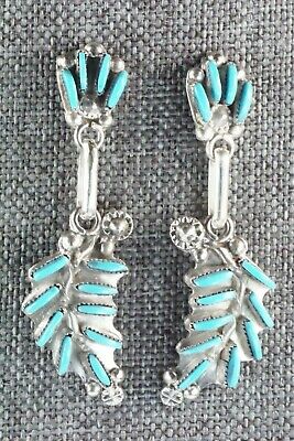 Turquoise & Sterling Silver Earrings - Levon Loncassion - High Lonesome Trading