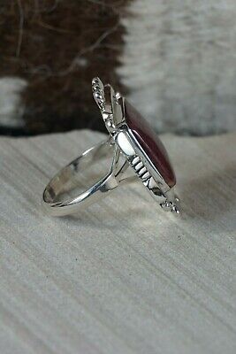 Navajo Spiny Oyster & Sterling Silver Ring - Daniel Benally - Size 7.5 - High Lonesome Trading