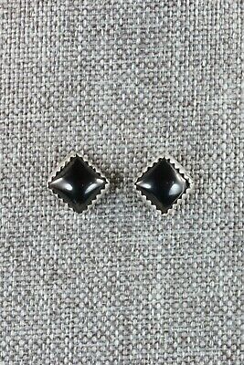 Navajo Onyx and Sterling Silver Earrings - Annie Spencer