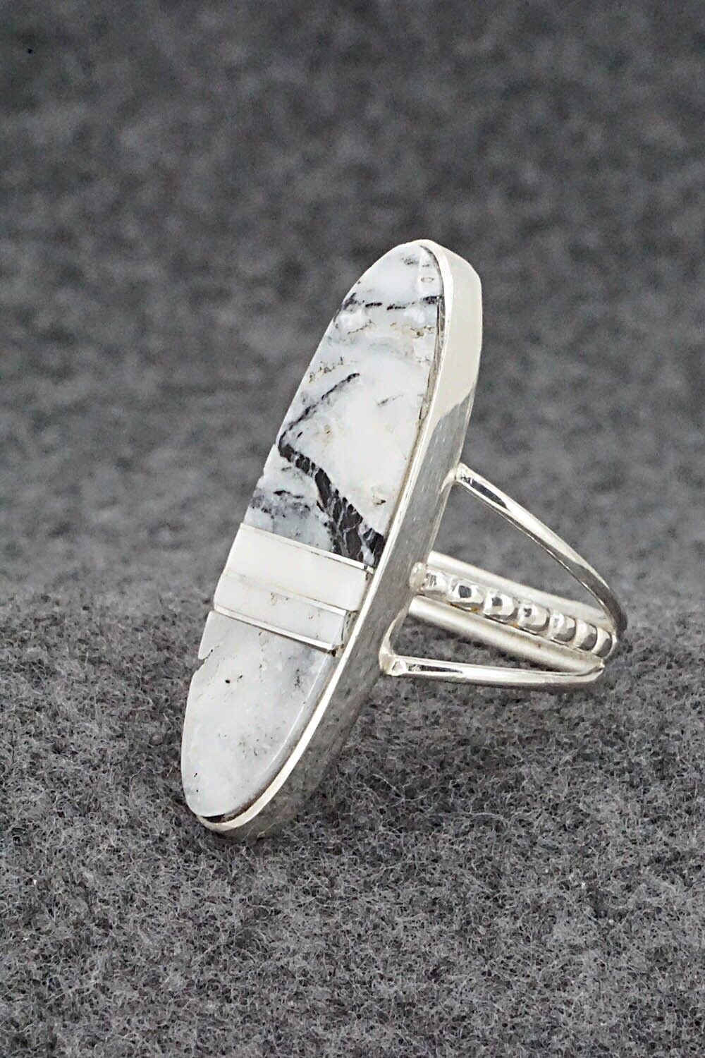 White Buffalo & Sterling Silver Ring - Harold Smith - Size 7