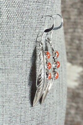 Coral and Sterling Silver Earrings - Genevieve Francisco