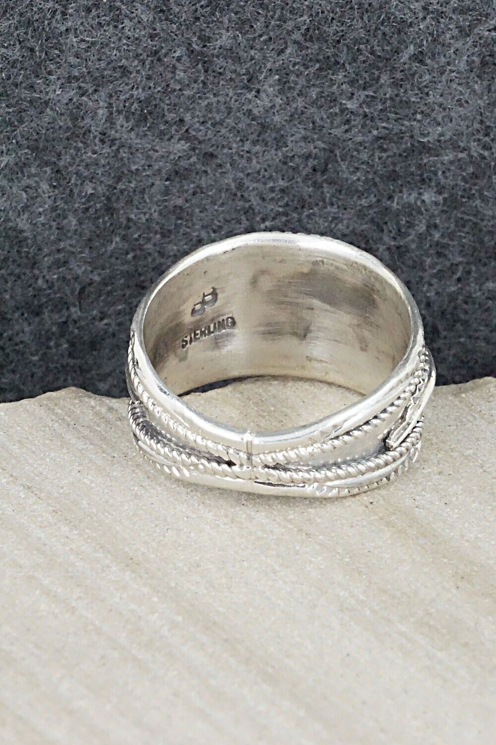 Turquoise, Coral and Sterling Silver Ring - Betty Begay - Size 12