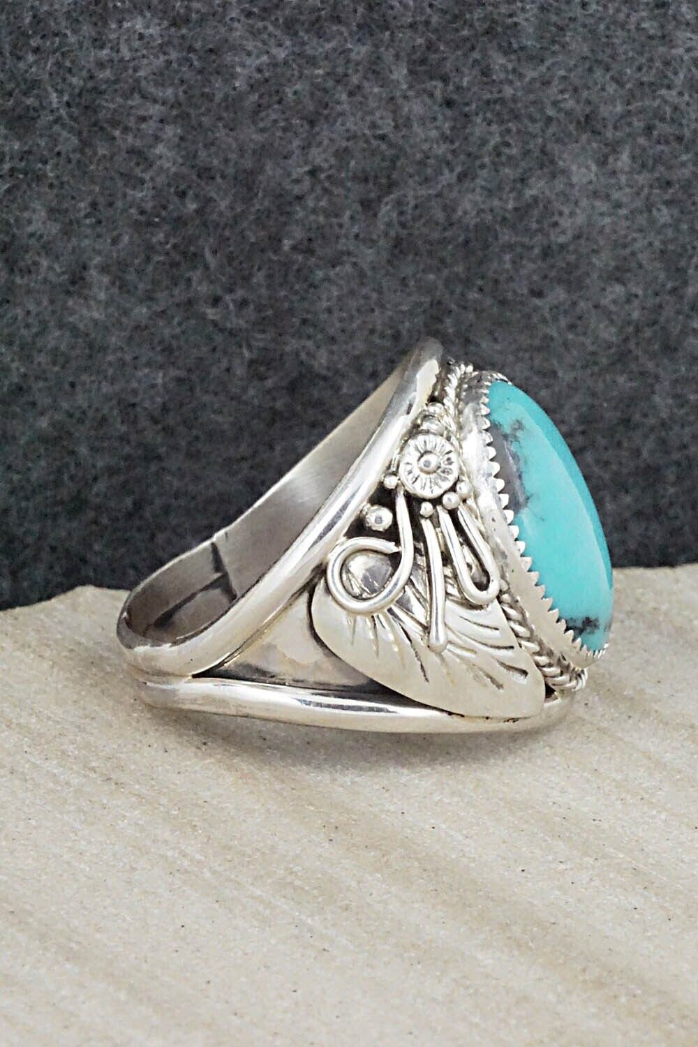 Turquoise & Sterling Silver Ring - Leonard Spencer - Size 12.5