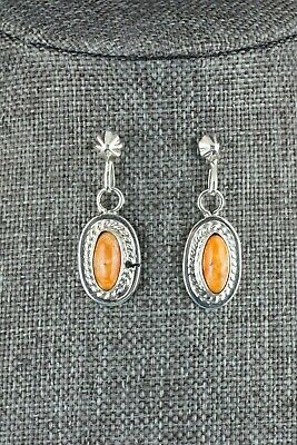 Navajo Spiny Oyster and Sterling Silver Earrings - Angeline Platero - High Lonesome Trading