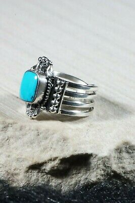 Navajo Turquoise and Sterling Silver Ring - Daniel Benally - Size 7.75 - High Lonesome Trading
