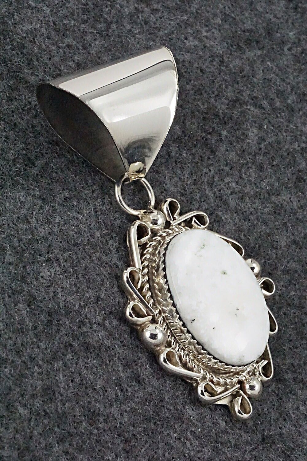 White Buffalo & Sterling Silver Pendant - Donavan Nez